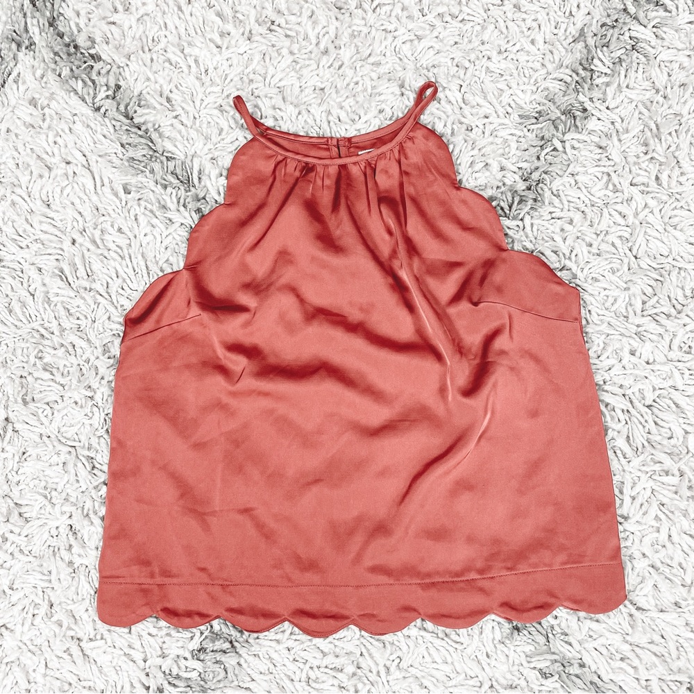 Monteau Pink Scalloped Tank Top/Sleeveless Blouse Size Medium